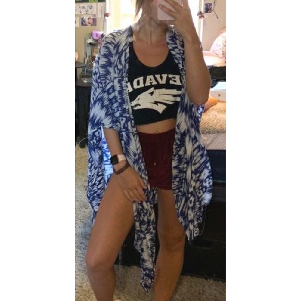 Blue and White Scarf/ Coverup